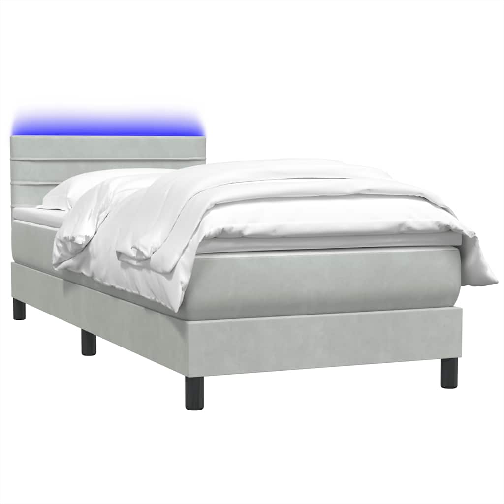 Boxspring met matras fluweel lichtgrijs 90x220 cm