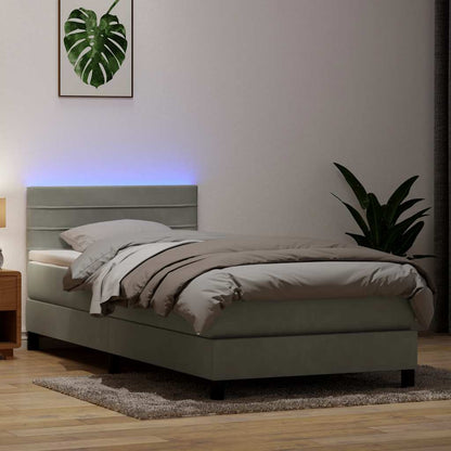 Boxspring met matras fluweel lichtgrijs 90x220 cm