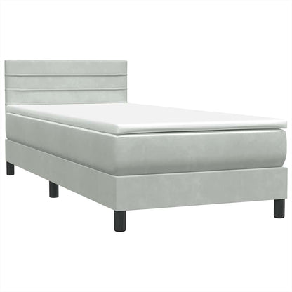 Boxspring met matras fluweel lichtgrijs 100x220 cm