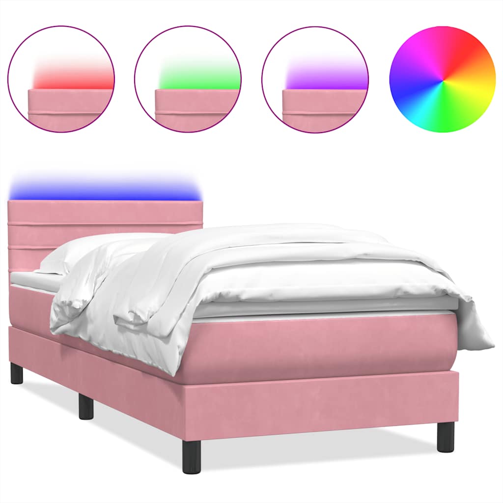 Boxspring met matras fluweel roze 100x220 cm
