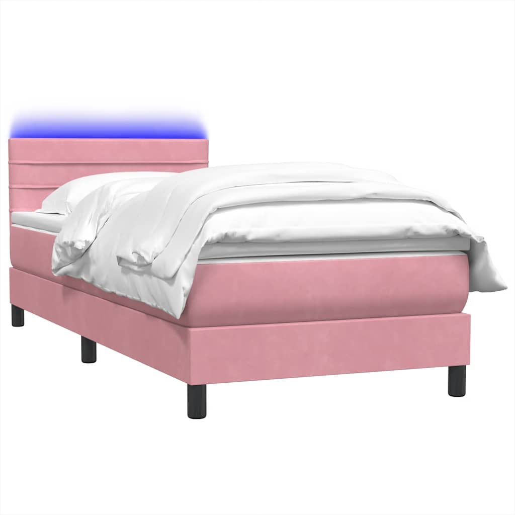 Boxspring met matras fluweel roze 100x220 cm