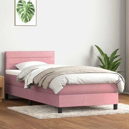 Boxspring met matras fluweel roze 100x220 cm