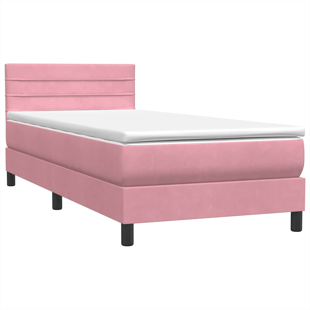 Boxspring met matras fluweel roze 100x220 cm