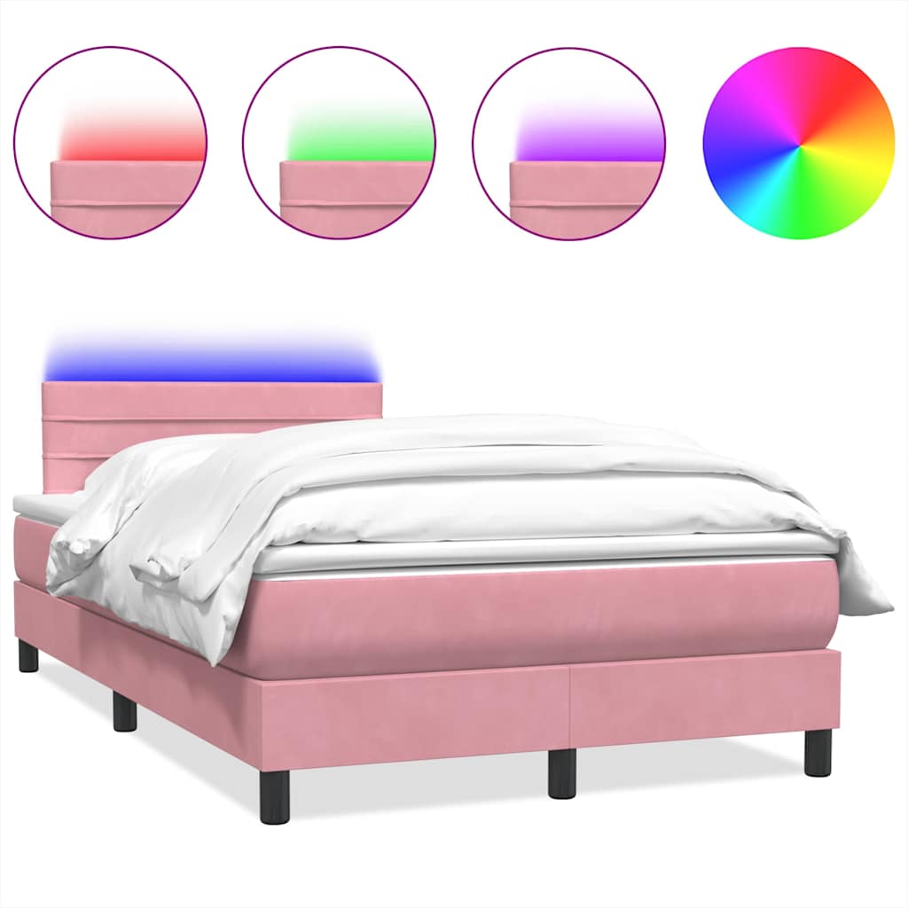 Boxspring met matras fluweel roze 120x220 cm