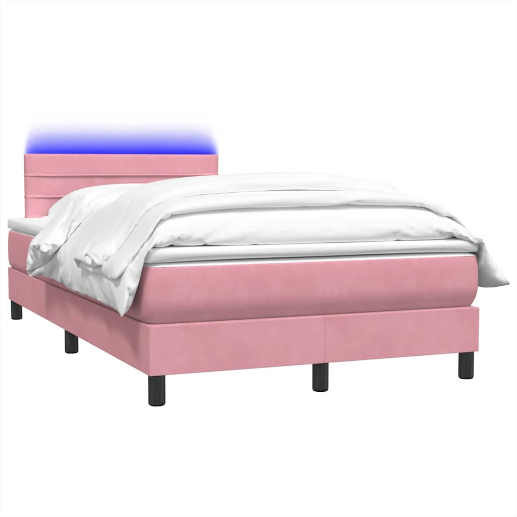 Boxspring met matras fluweel roze 120x220 cm