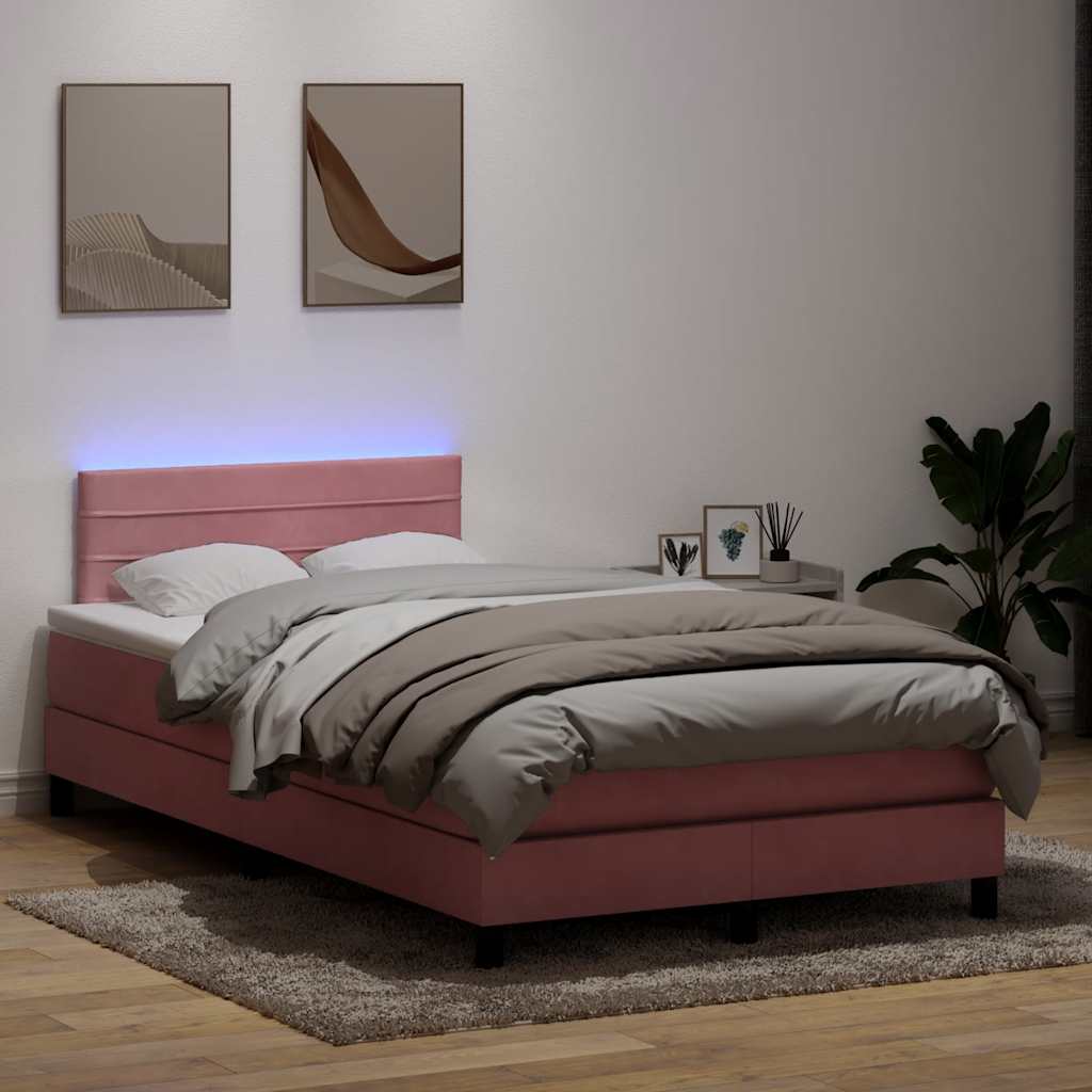 Boxspring met matras fluweel roze 120x220 cm