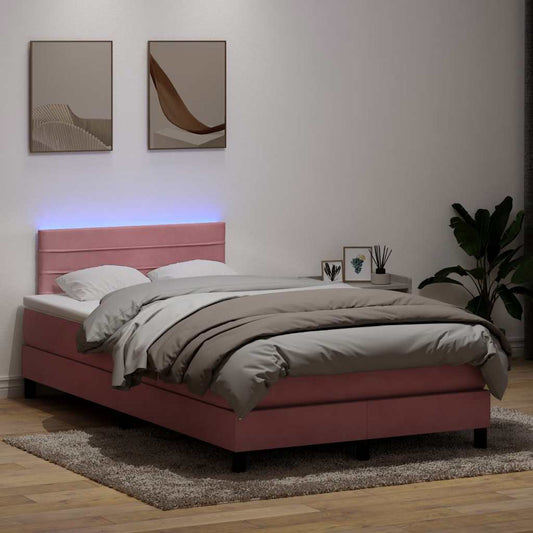 Boxspring met matras fluweel roze 120x220 cm
