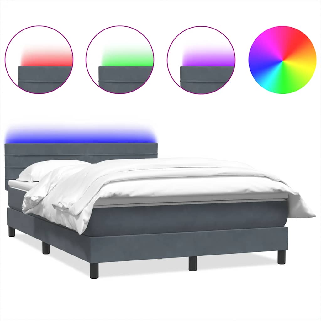 Boxspring met matras fluweel donkergrijs 160x220 cm
