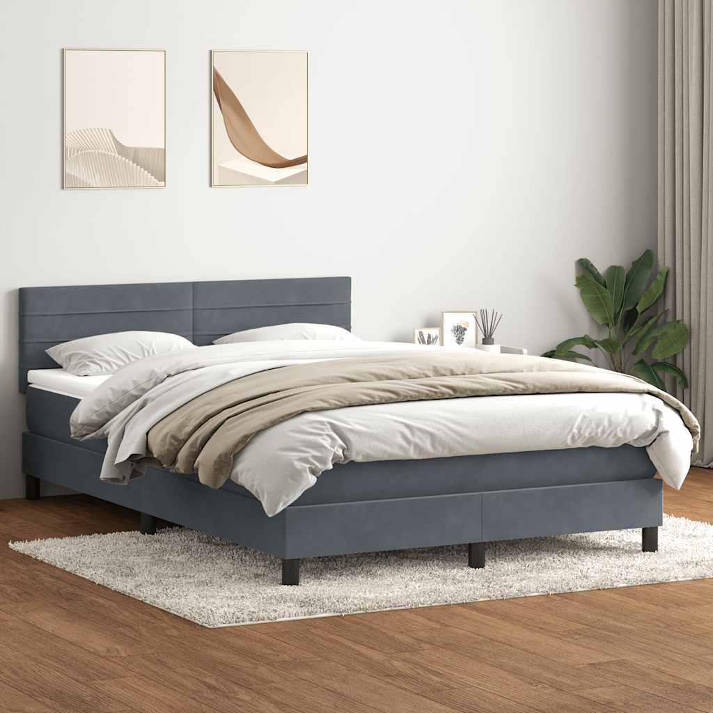 Boxspring met matras fluweel donkergrijs 160x220 cm