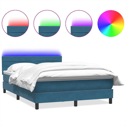 Boxspring met matras fluweel donkerblauw 160x220 cm