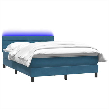 Boxspring met matras fluweel donkerblauw 160x220 cm