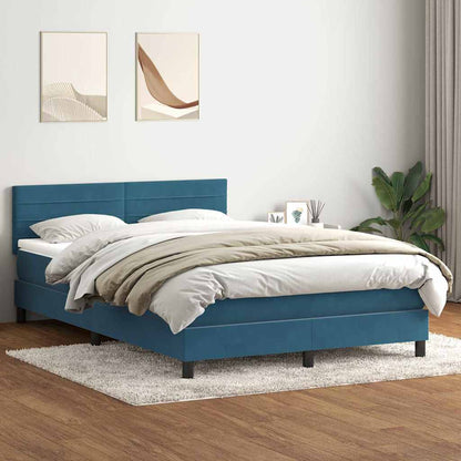 Boxspring met matras fluweel donkerblauw 160x220 cm
