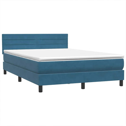 Boxspring met matras fluweel donkerblauw 160x220 cm