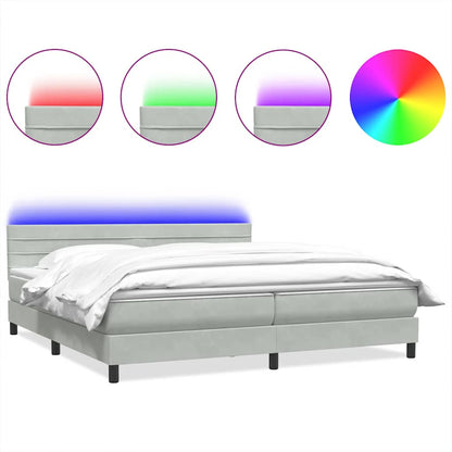 Boxspring met matras fluweel lichtgrijs 180x220 cm