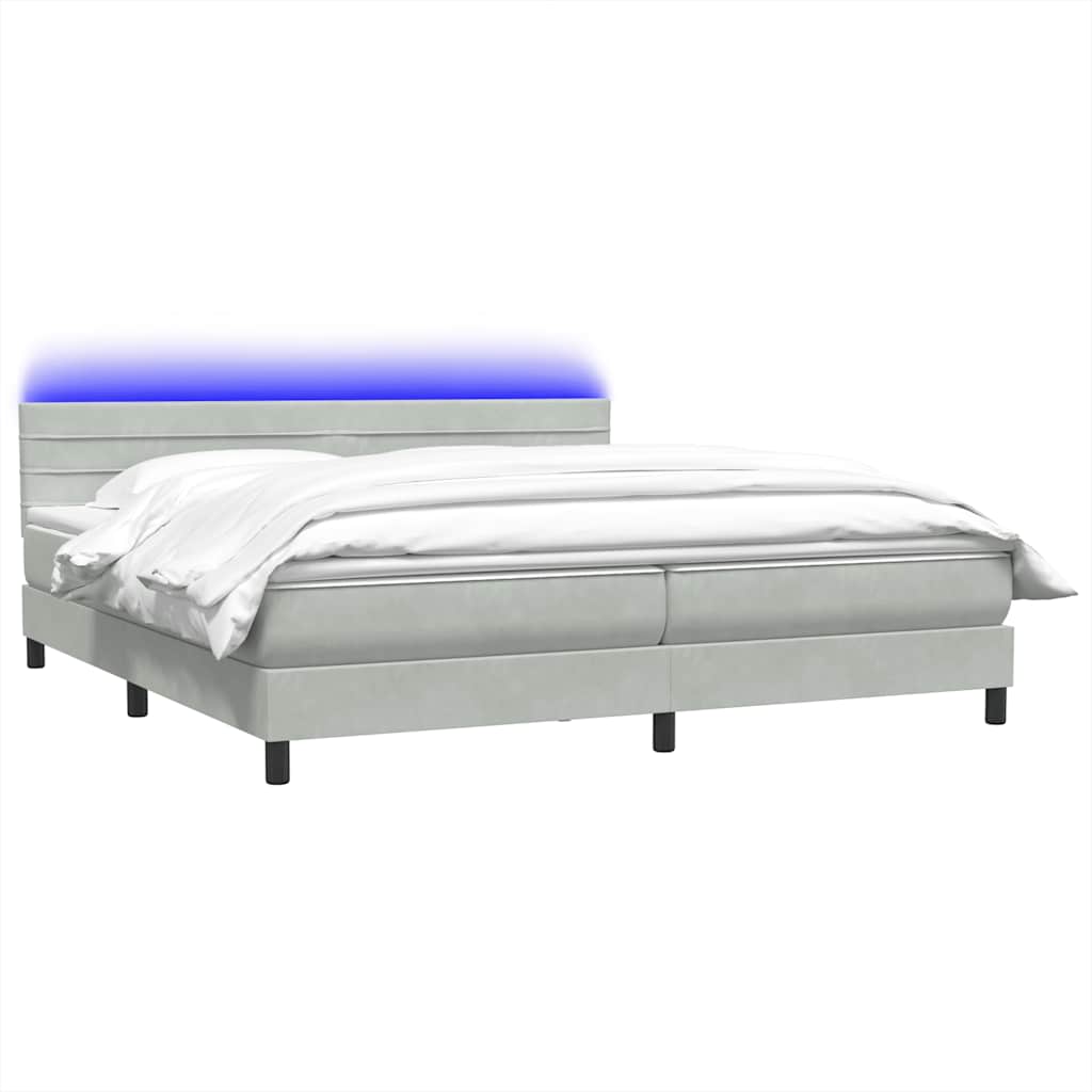 Boxspring met matras fluweel lichtgrijs 180x220 cm