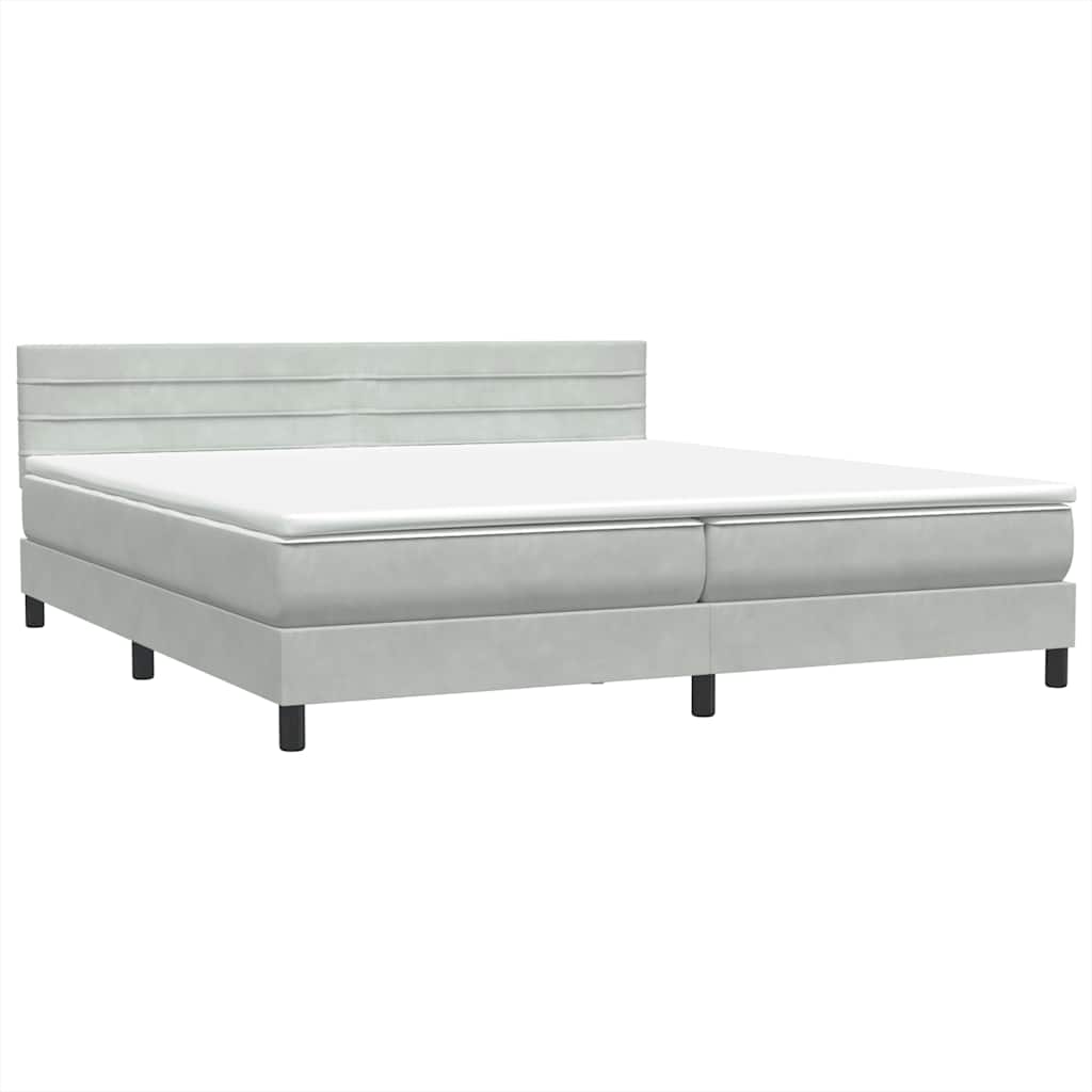 Boxspring met matras fluweel lichtgrijs 180x220 cm