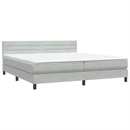 Boxspring met matras fluweel lichtgrijs 180x220 cm