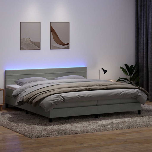 Boxspring met matras fluweel lichtgrijs 180x220 cm