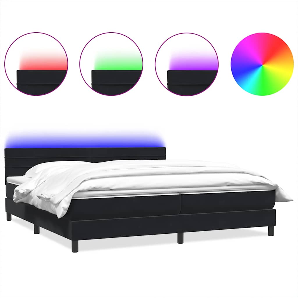 Boxspring met matras fluweel zwart 180x220 cm