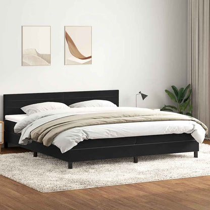 Boxspring met matras fluweel zwart 180x220 cm