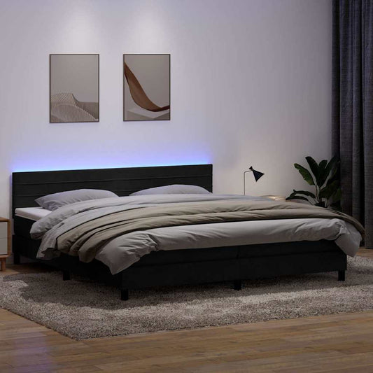Boxspring met matras fluweel zwart 180x220 cm