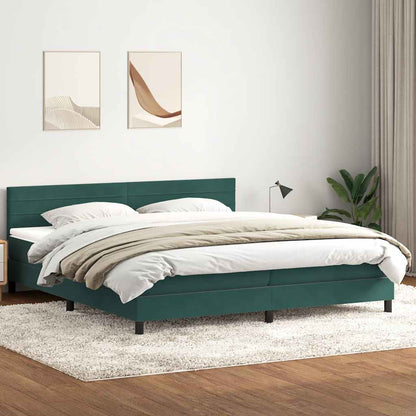 Boxspring met matras fluweel donkergroen 180x220 cm