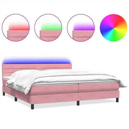 Boxspring met matras fluweel roze 180x220 cm