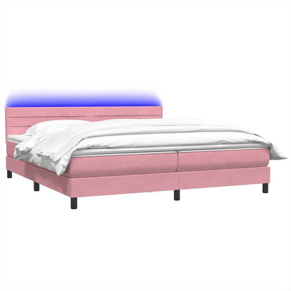 Boxspring met matras fluweel roze 180x220 cm