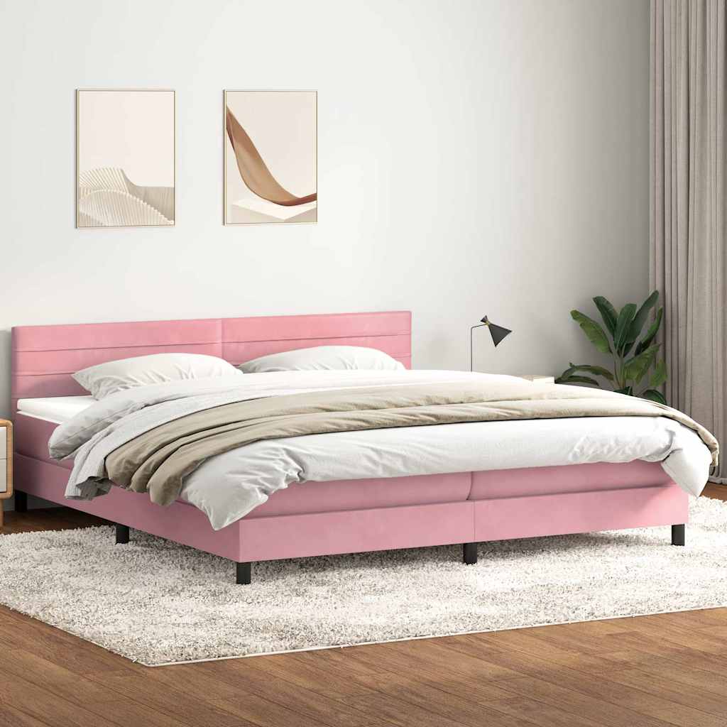Boxspring met matras fluweel roze 180x220 cm