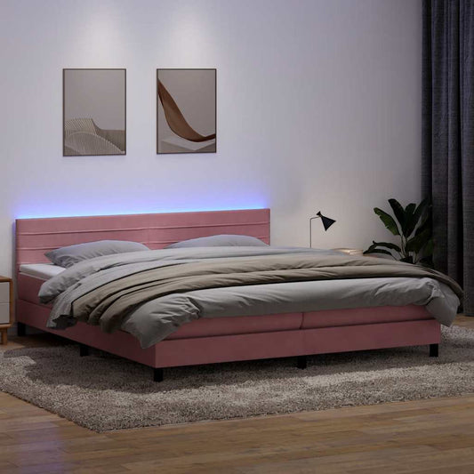 Boxspring met matras fluweel roze 180x220 cm