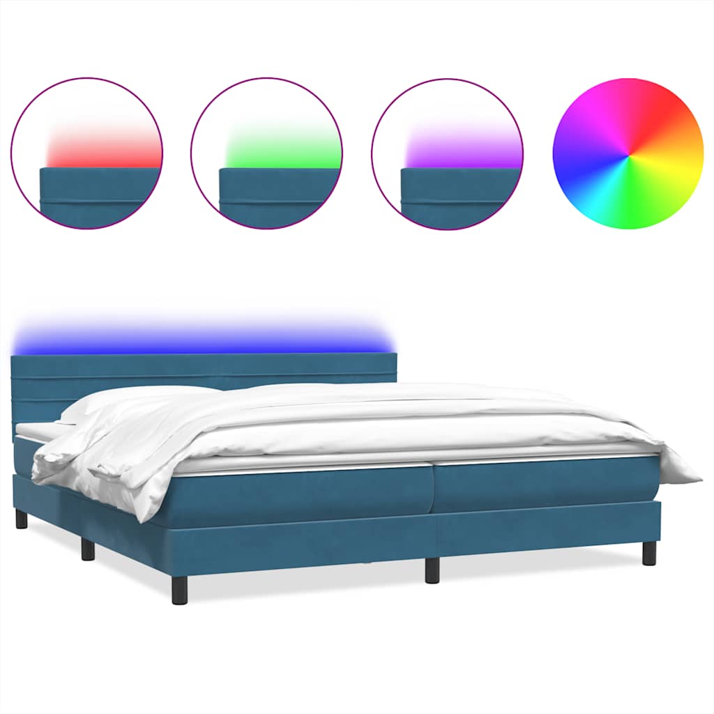 Boxspring met matras fluweel donkerblauw 200x220 cm