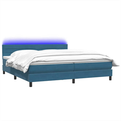 Boxspring met matras fluweel donkerblauw 200x220 cm