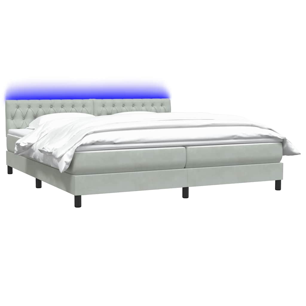 Boxspring met matras fluweel lichtgrijs 180x220 cm
