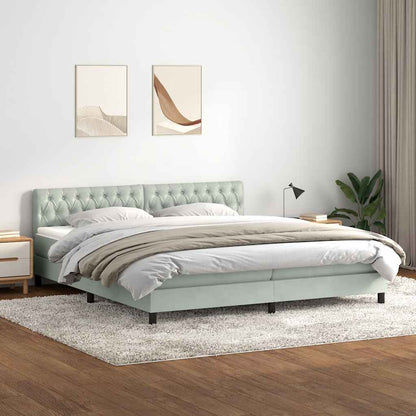 Boxspring met matras fluweel lichtgrijs 180x220 cm