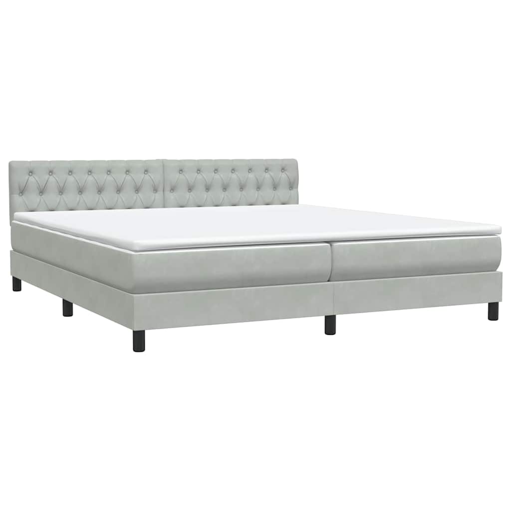Boxspring met matras fluweel lichtgrijs 180x220 cm