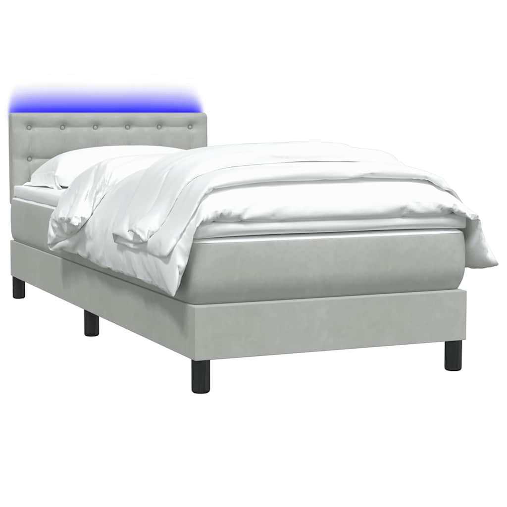 Boxspring met matras fluweel lichtgrijs 80x210 cm
