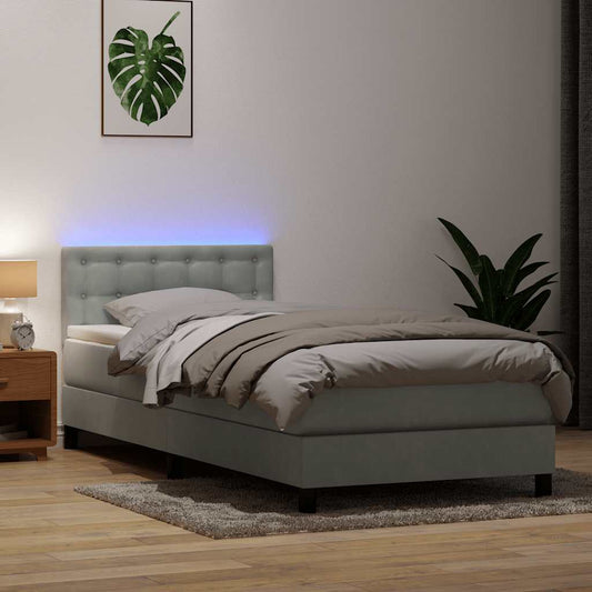 Boxspring met matras fluweel lichtgrijs 80x210 cm