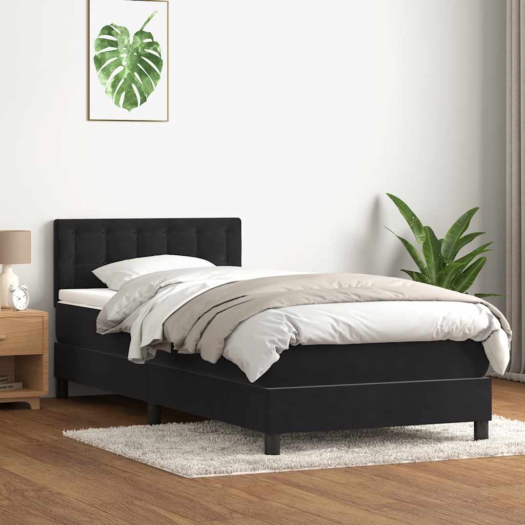 Boxspring met matras fluweel zwart 80x210 cm