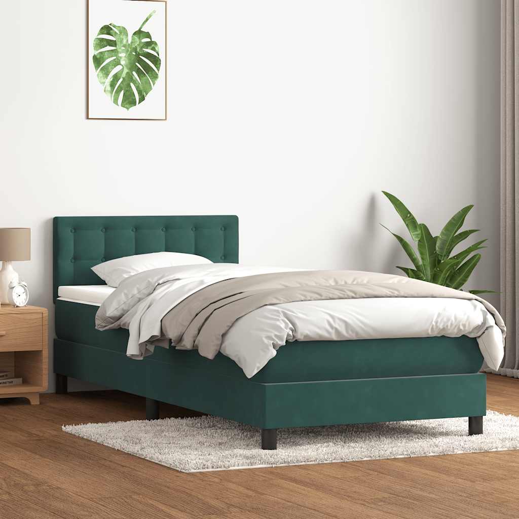 Boxspring met matras fluweel donkergroen 80x210 cm