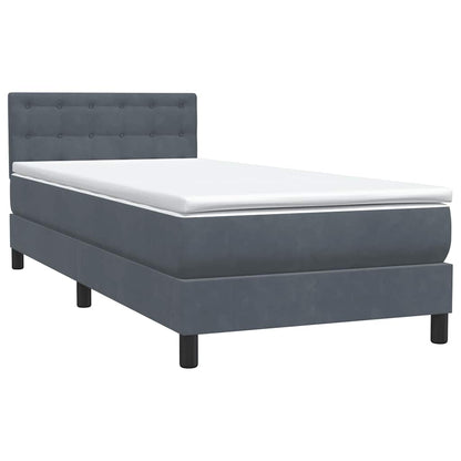 Boxspring met matras fluweel donkergrijs 90x210 cm