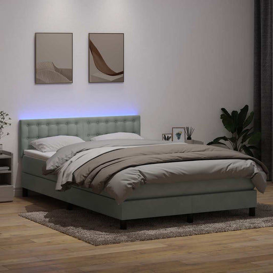 Boxspring met matras fluweel lichtgrijs 160x210 cm