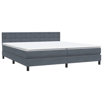 Boxspring met matras fluweel donkergrijs 180x210 cm