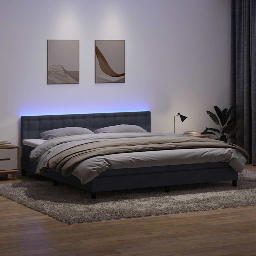 Boxspring met matras fluweel donkergrijs 180x210 cm