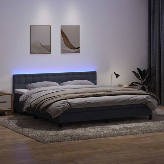 Boxspring met matras fluweel donkergrijs 180x210 cm