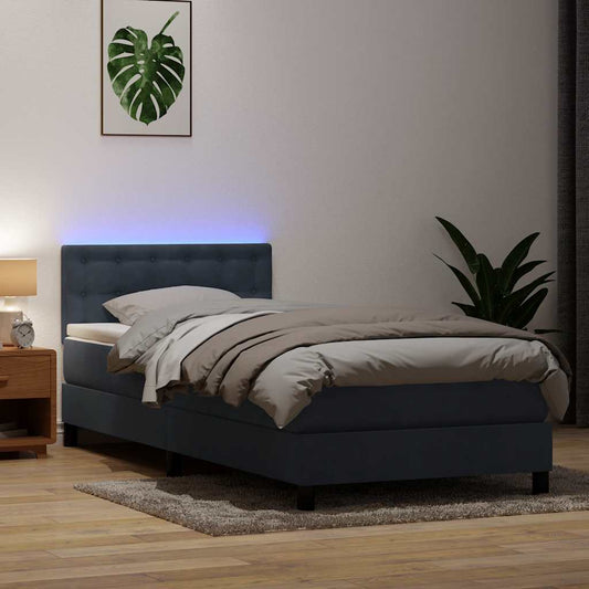 Boxspring met matras fluweel donkergrijs 80x220 cm