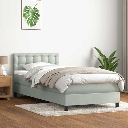 Boxspring met matras fluweel lichtgrijs 100x220 cm