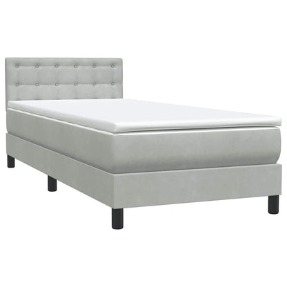 Boxspring met matras fluweel lichtgrijs 100x220 cm