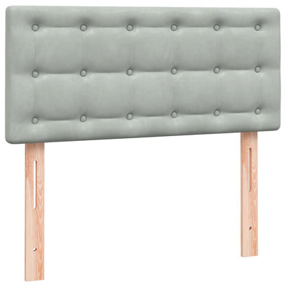 Boxspring met matras fluweel lichtgrijs 100x220 cm