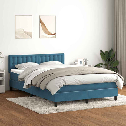 Boxspring met matras fluweel donkerblauw 160x220 cm