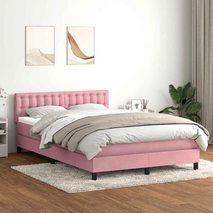 Boxspring met matras fluweel roze 160x220 cm